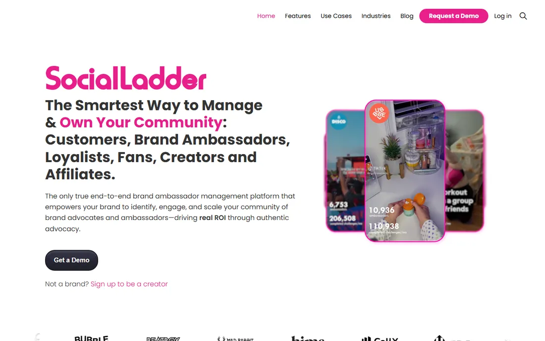 SocialLadder homepage