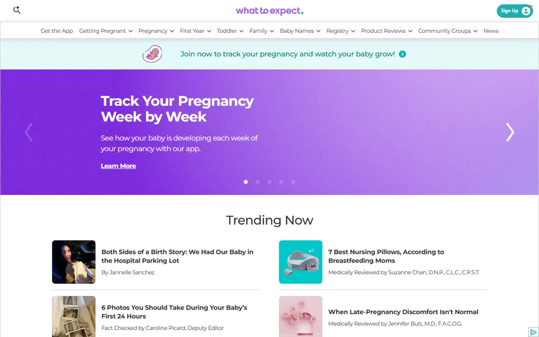 What to Expect homepage