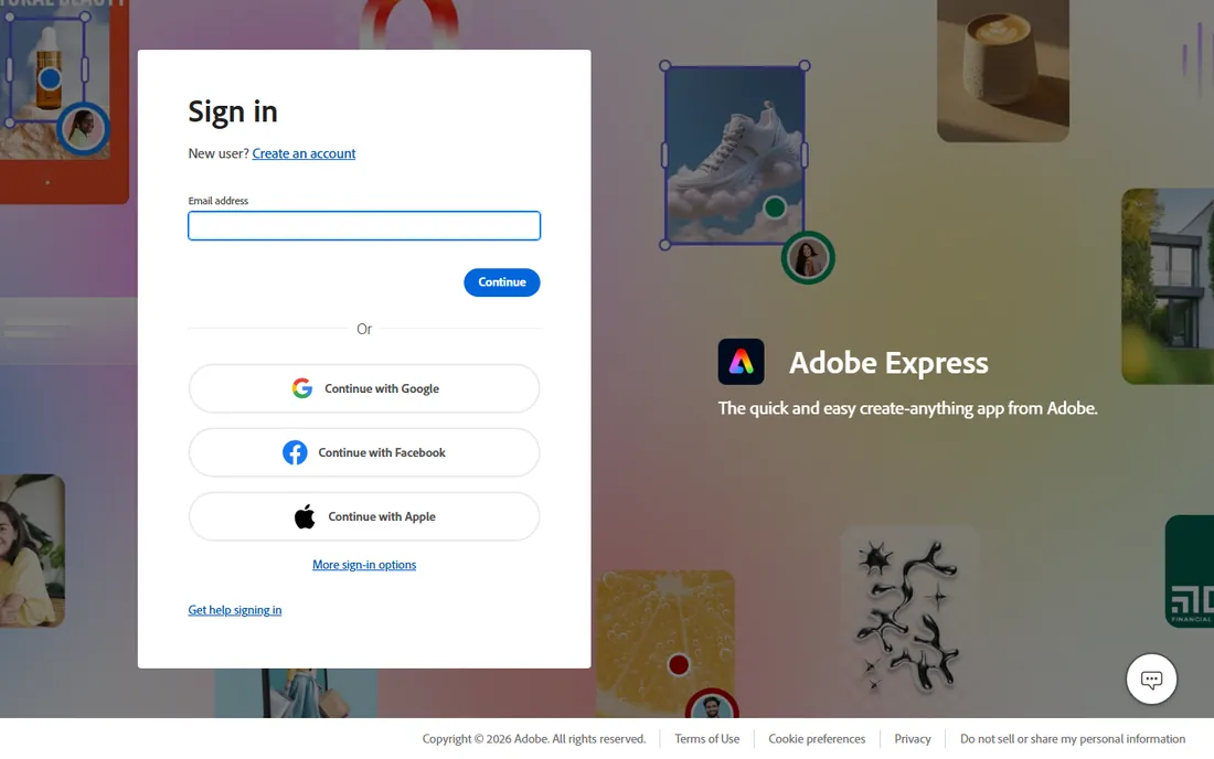 Adobe Express homepage