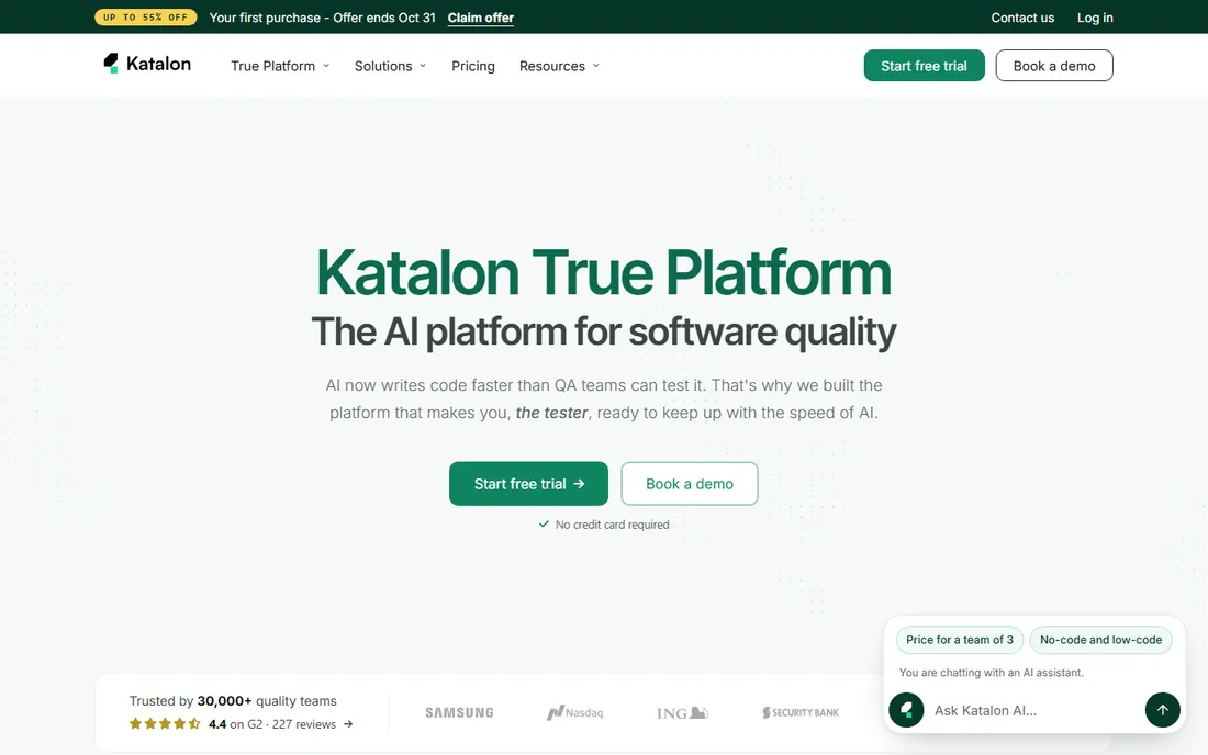 Katalon homepage