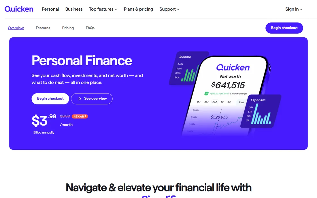 Quicken Simplifi homepage