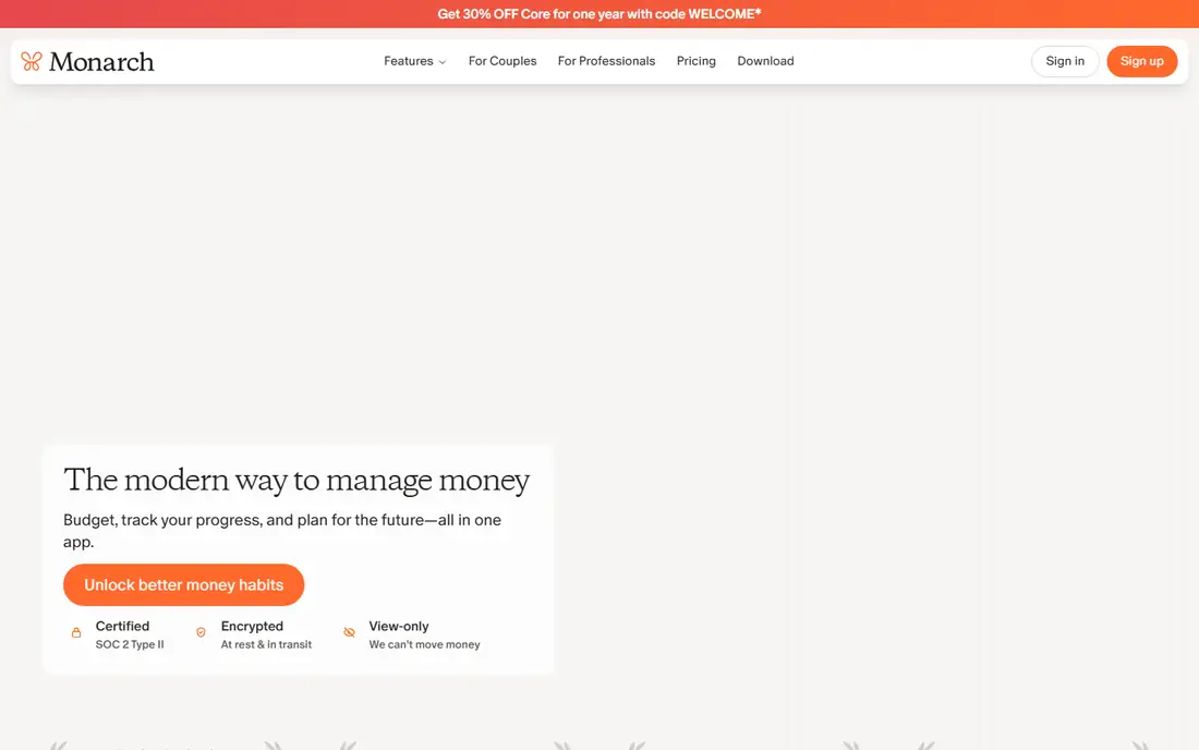 Monarch Money homepage