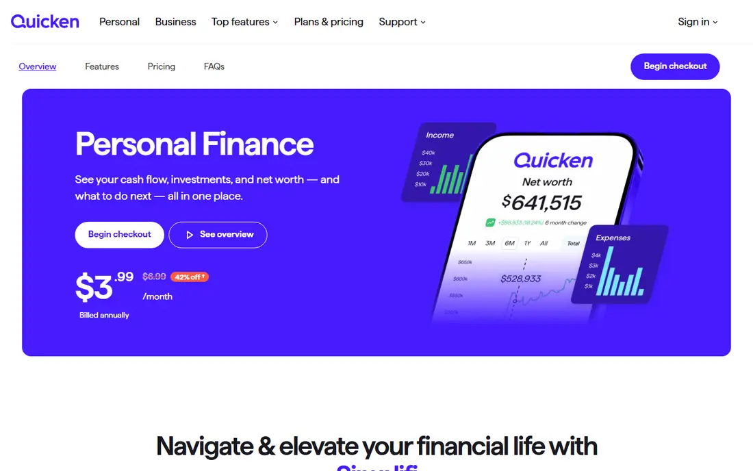 Quicken Simplifi homepage