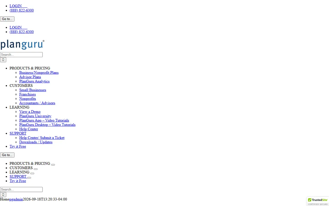 PlanGuru homepage