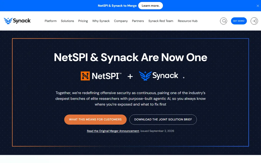Synack homepage