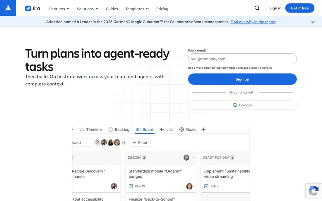 Jira homepage
