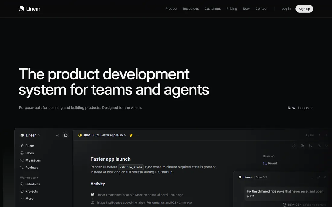 Linear homepage