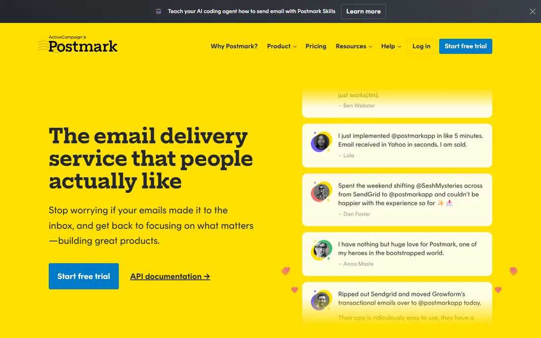 Postmark homepage