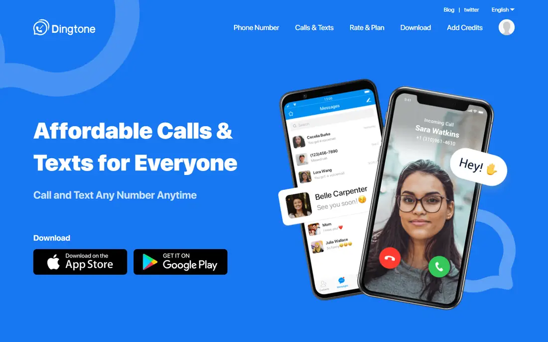 Dingtone homepage