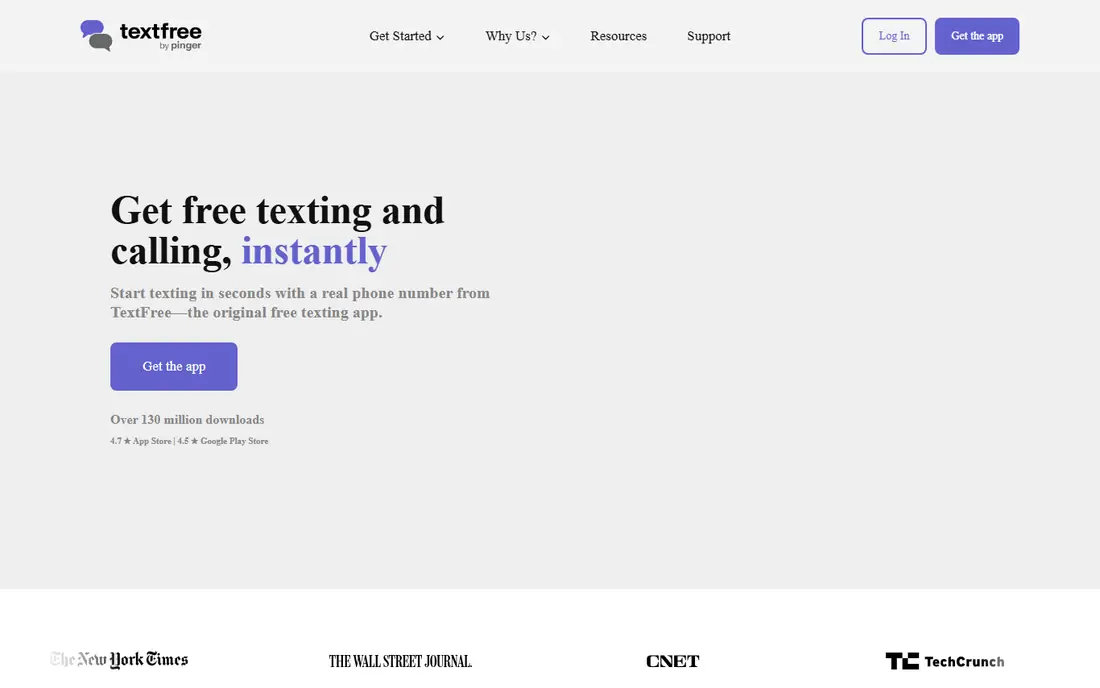 TextFree homepage