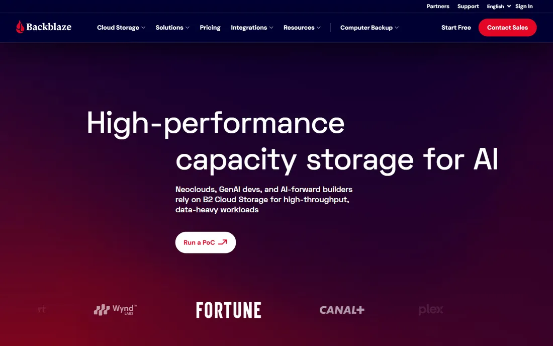 Backblaze Business Backup homepage
