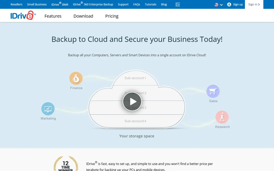 IDrive Business homepage