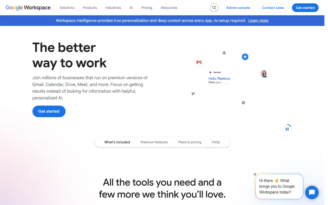 Google Workspace homepage