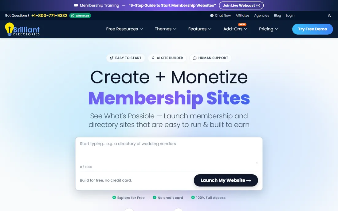 Brilliant Directories homepage