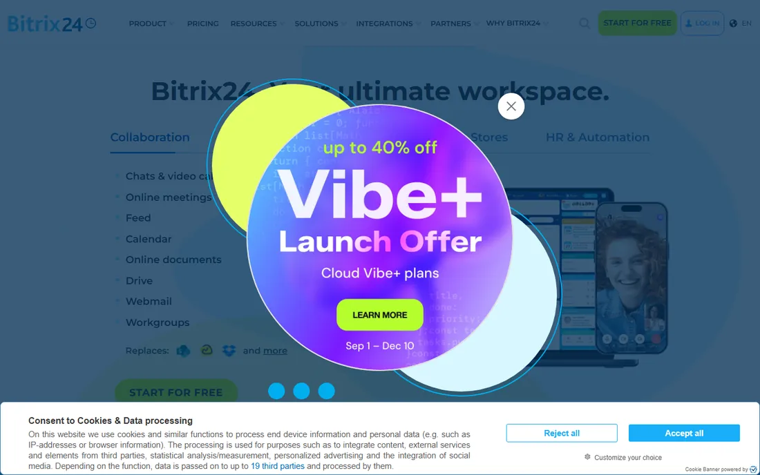 Bitrix24 homepage