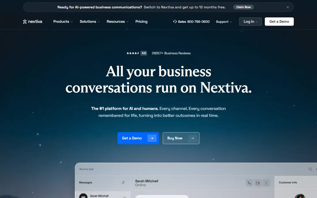 Nextiva homepage