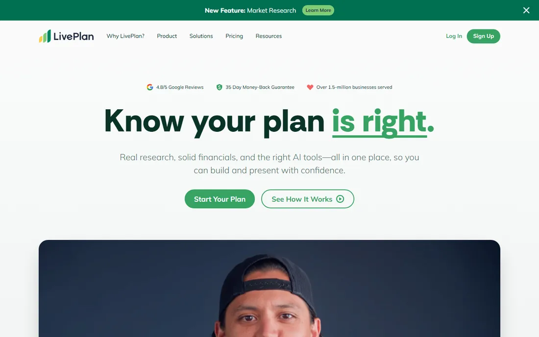 LivePlan homepage
