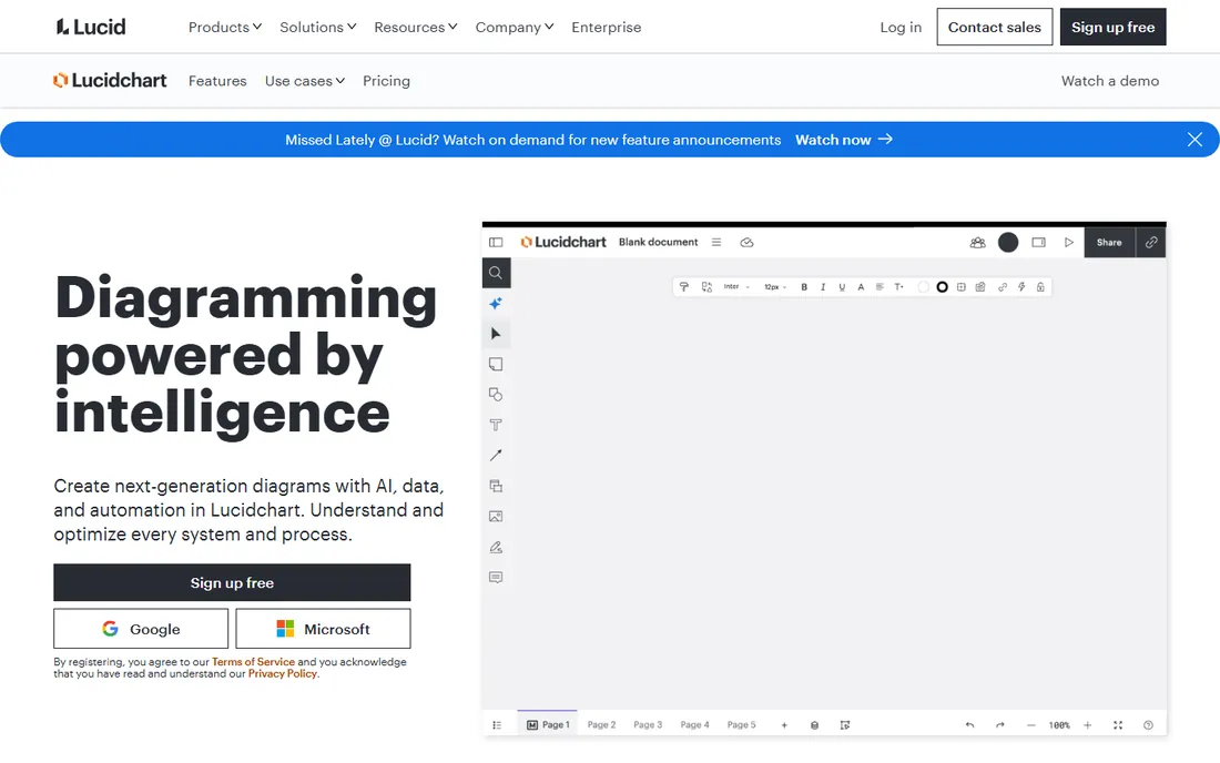 Lucidchart homepage