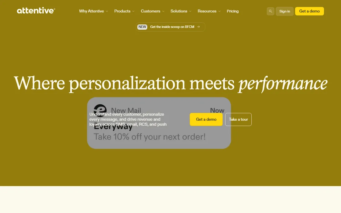 Attentive homepage