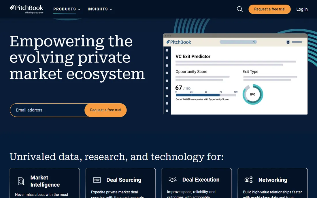 PitchBook homepage
