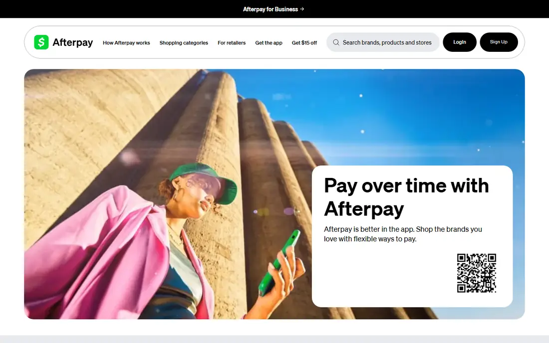 Afterpay homepage