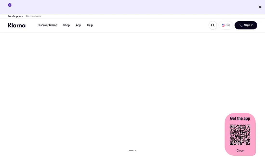 Klarna homepage