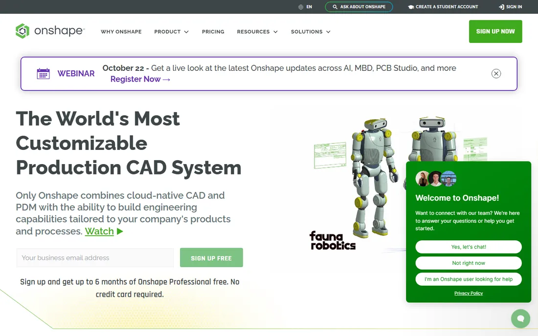 Onshape homepage