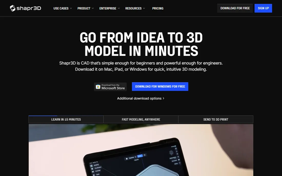 Shapr3D homepage