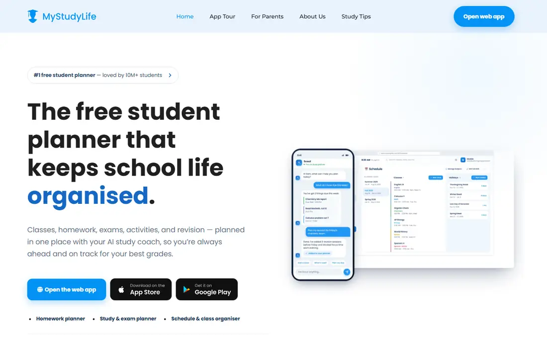 MyStudyLife homepage
