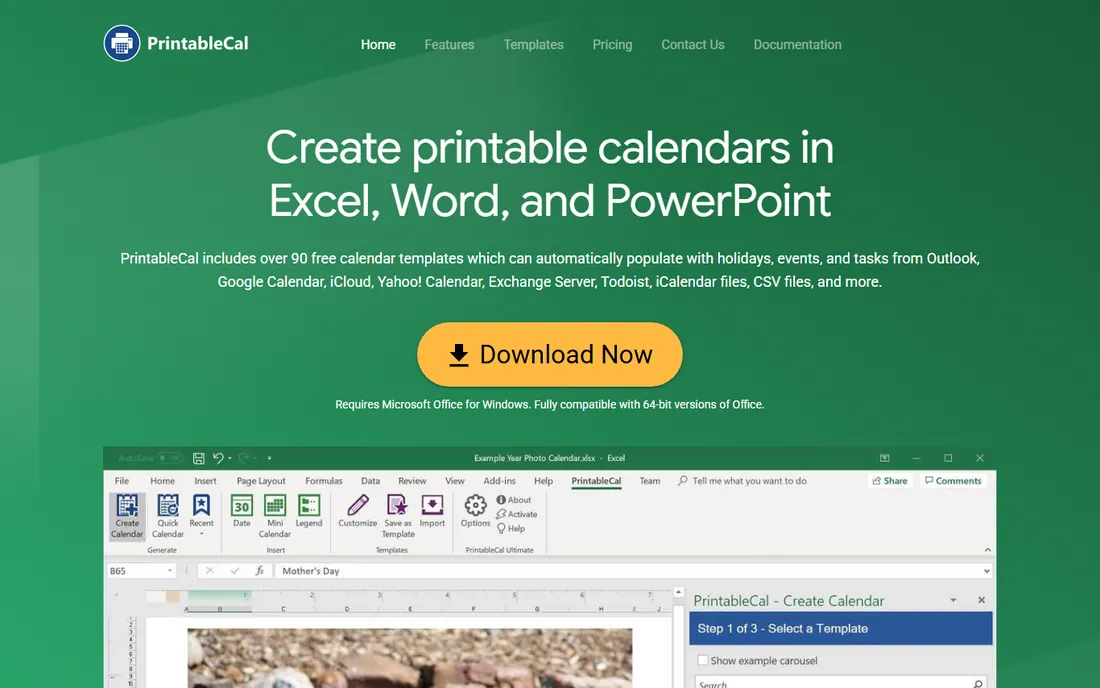 PrintableCal homepage