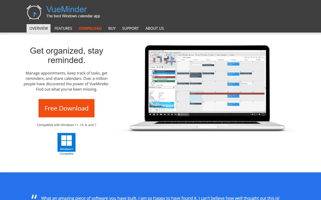VueMinder homepage