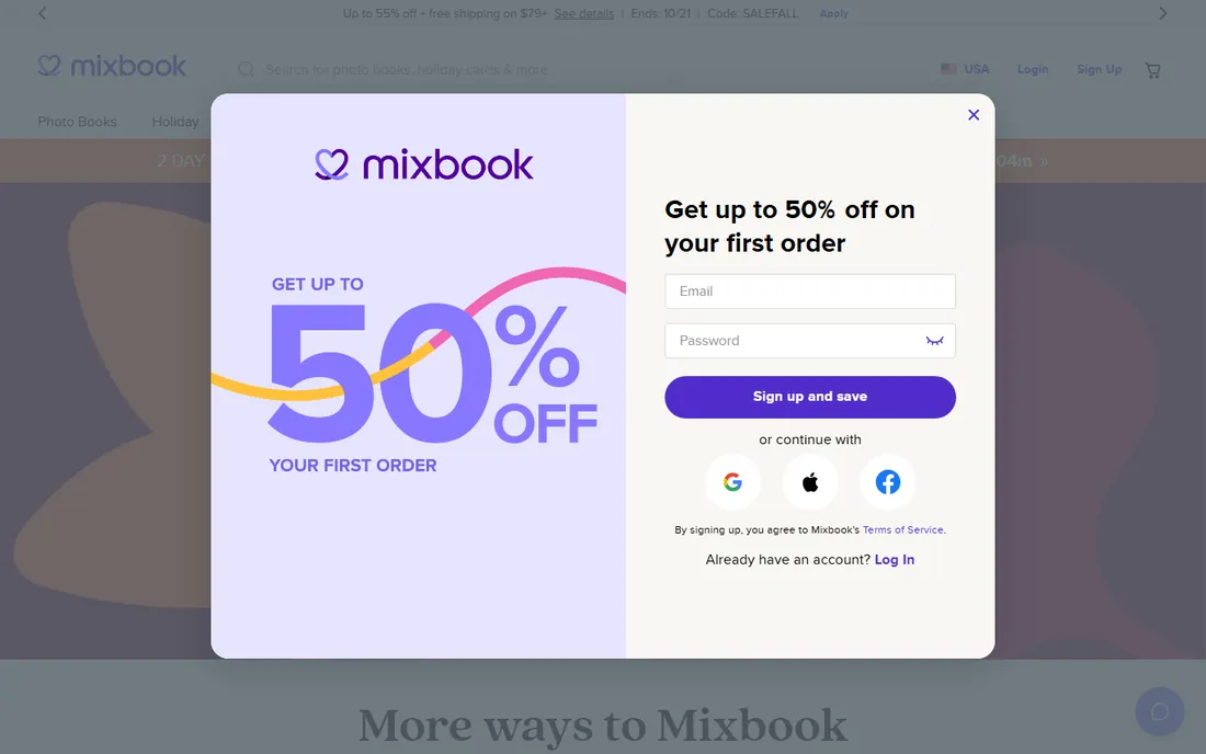 Mixbook homepage