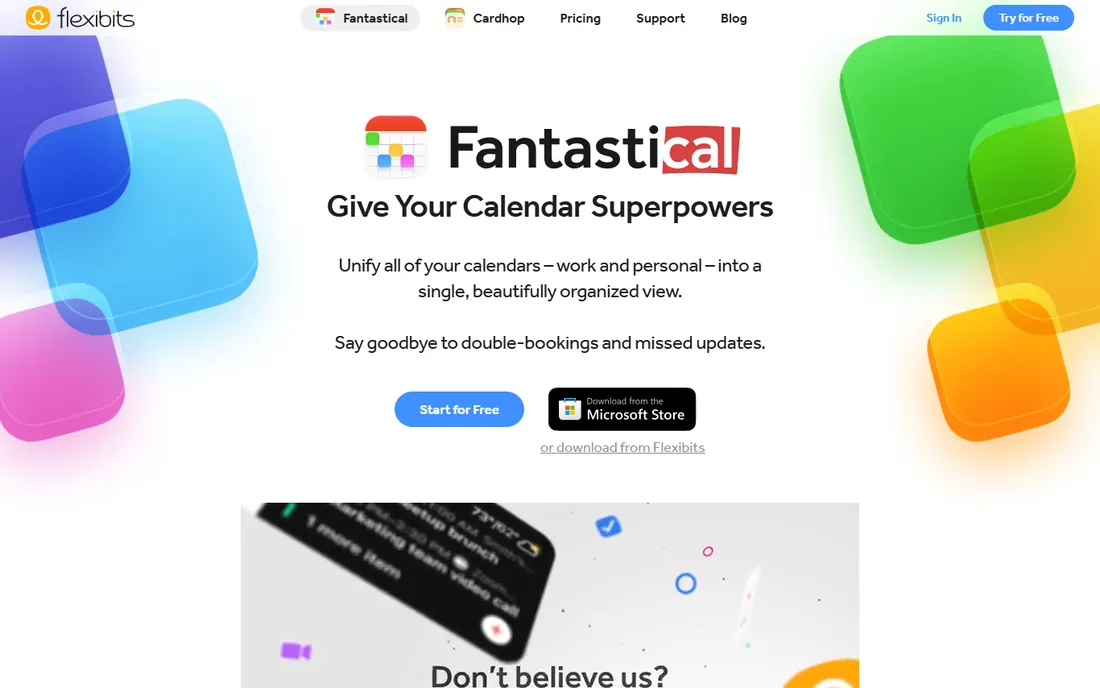 Fantastical homepage