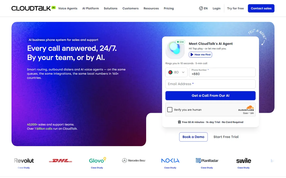 CloudTalk homepage