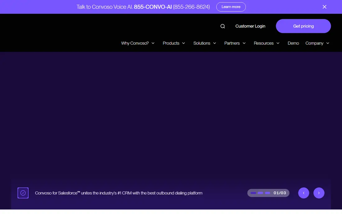 Convoso homepage