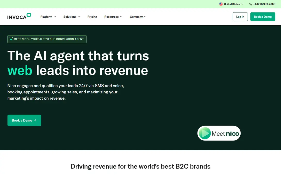Invoca homepage