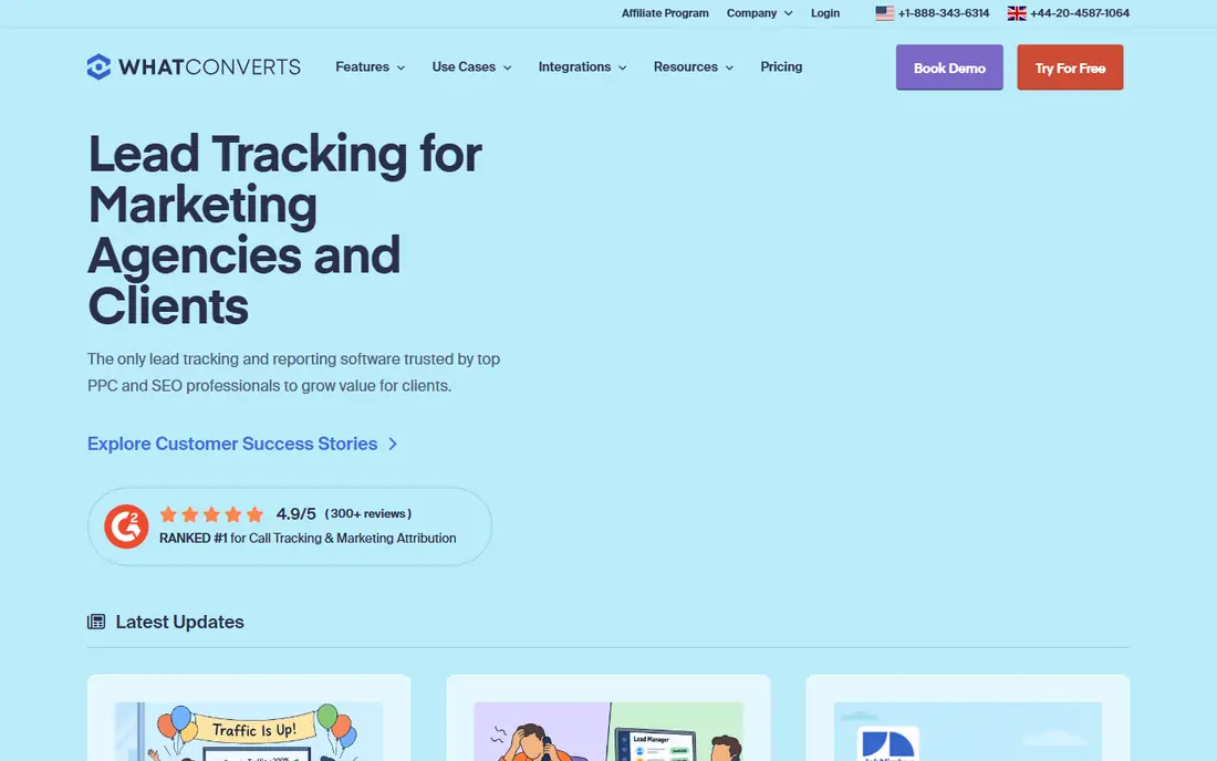 WhatConverts homepage