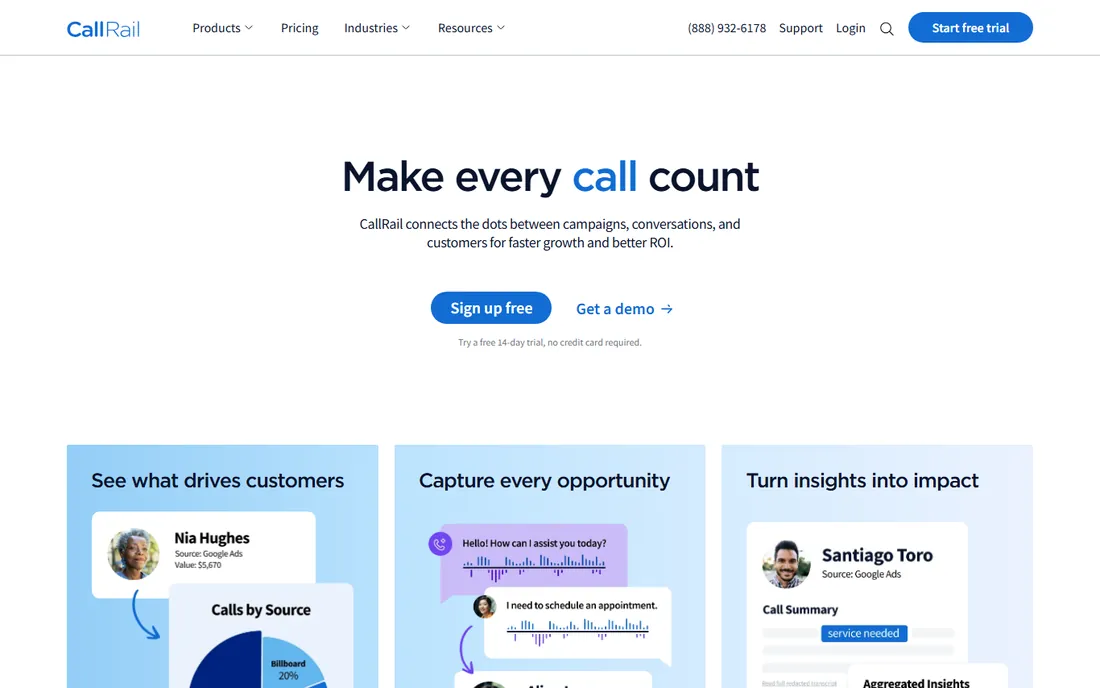 CallRail homepage