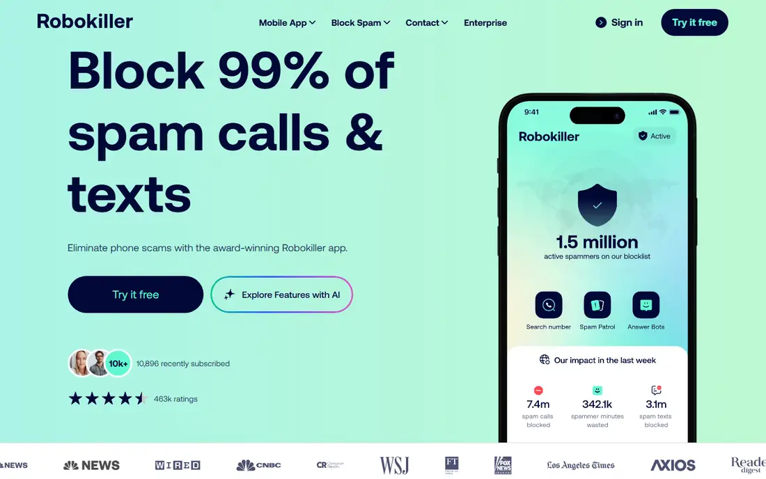 RoboKiller homepage
