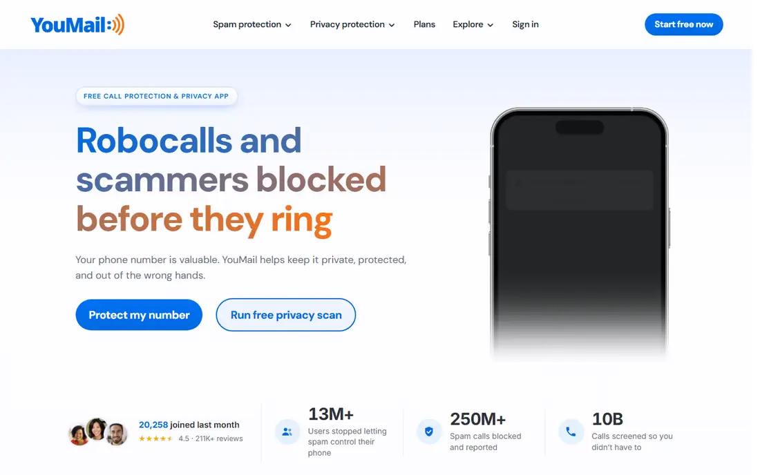 YouMail homepage