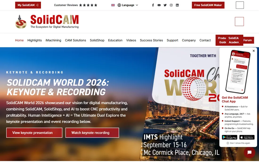 SolidCAM homepage