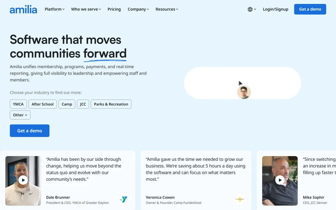 Amilia homepage