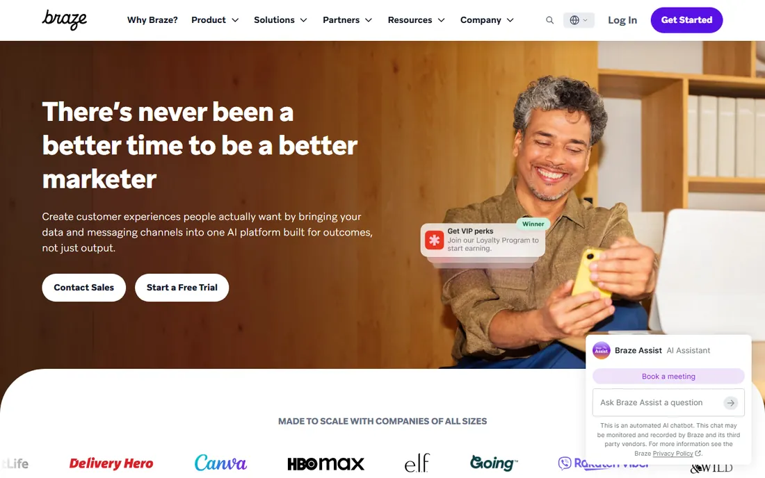 Braze homepage