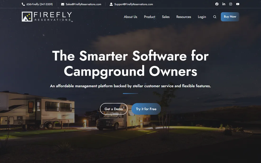 Firefly Reservations homepage