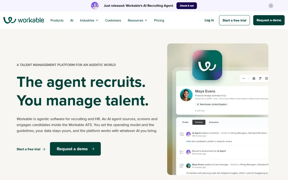 Workable homepage