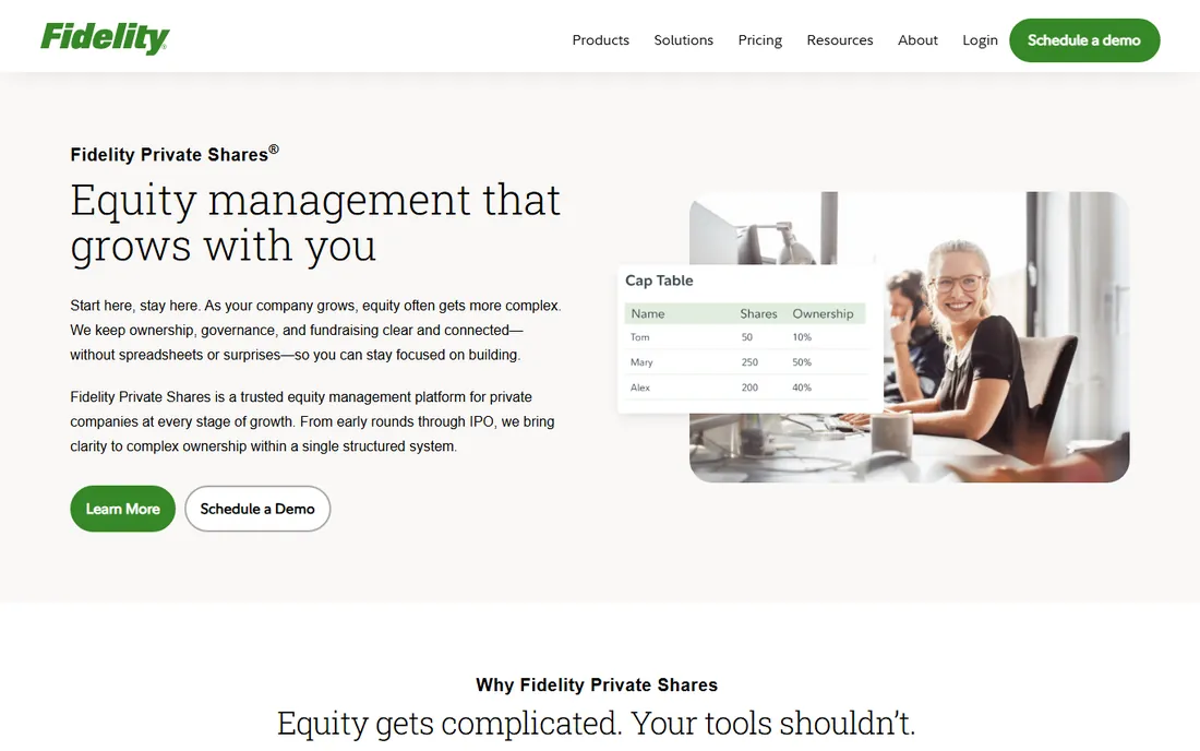 Fidelity Private Shares homepage
