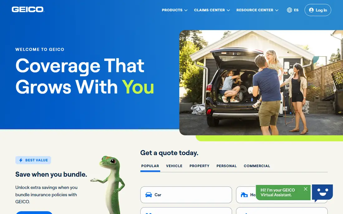 GEICO homepage