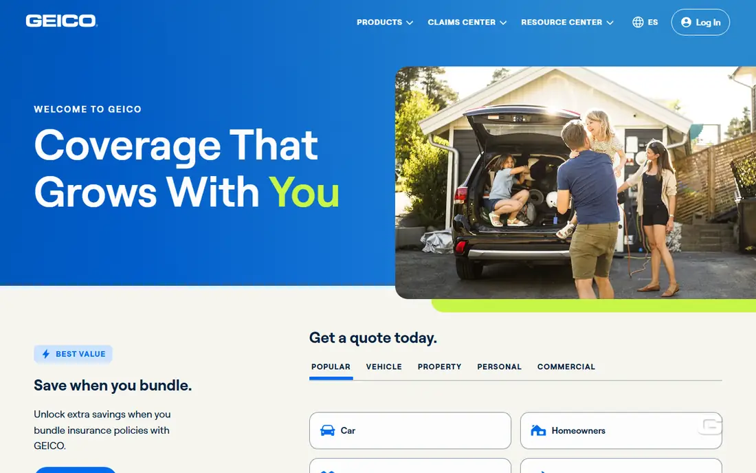 GEICO homepage