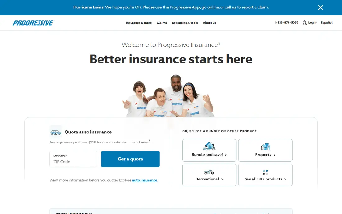 Progressive homepage