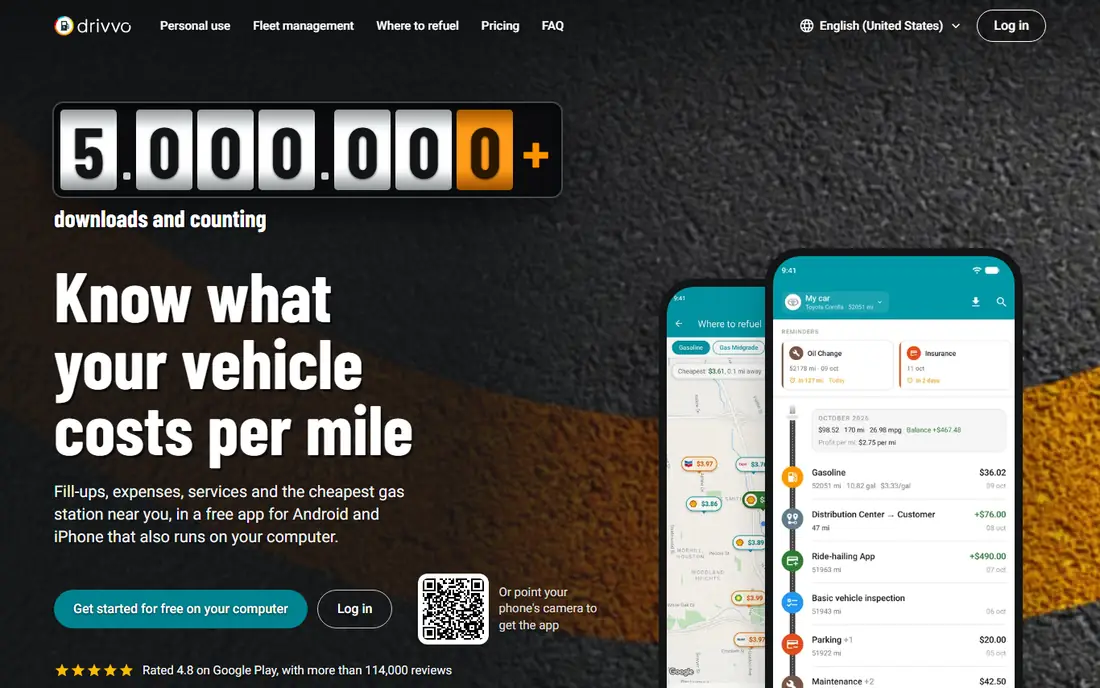 Drivvo homepage